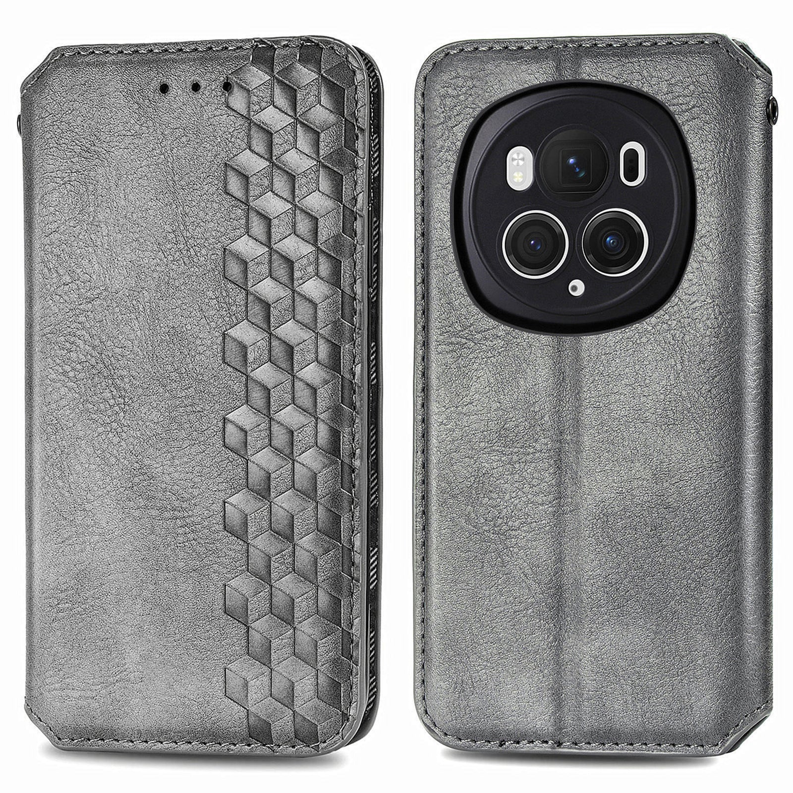 For Honor Magic6 Pro 5G PU Leather Shell Phone Stand Case Rhombus Imprinted Wallet Phone Cover