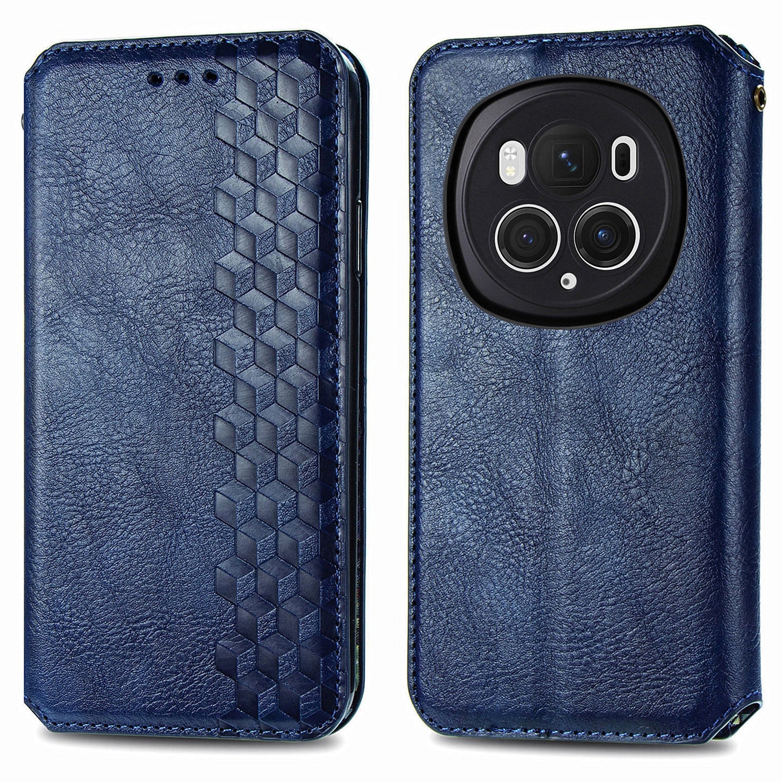 For Honor Magic6 Pro 5G PU Leather Shell Phone Stand Case Rhombus Imprinted Wallet Phone Cover
