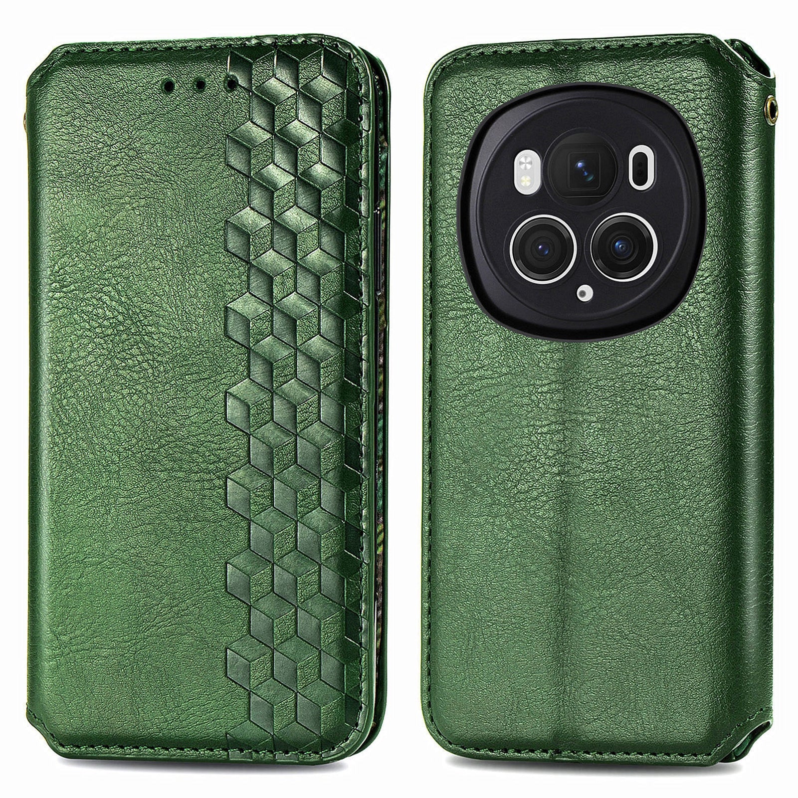 For Honor Magic6 Pro 5G PU Leather Shell Phone Stand Case Rhombus Imprinted Wallet Phone Cover
