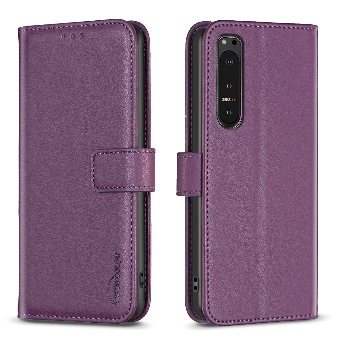 BINFEN COLOR BF17 For Sony Xperia 10 VI Case PU Leather Magnetic Buckle Flip Phone Cover
