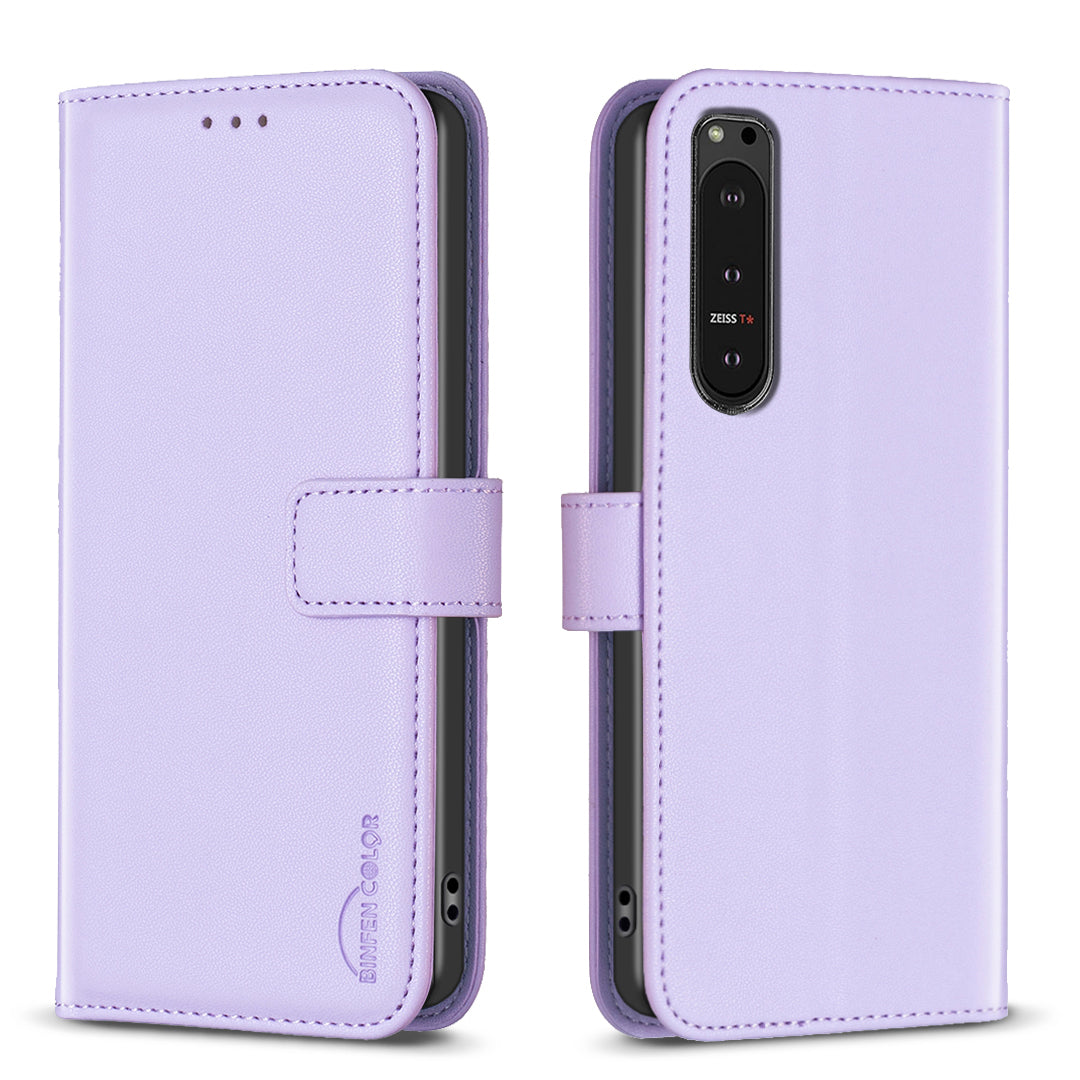 BINFEN COLOR BF17 For Sony Xperia 10 VI Case PU Leather Magnetic Buckle Flip Phone Cover