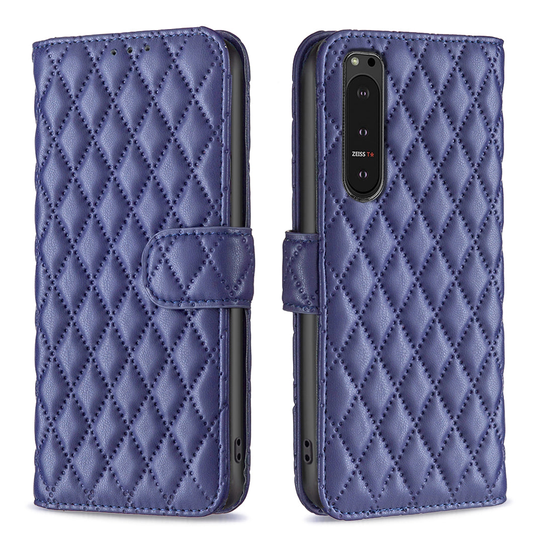 BINFEN COLOR BF Style-14 For Sony Xperia 10 VI Case Rhombus Grid Phone Cover with Magnetic Clasp