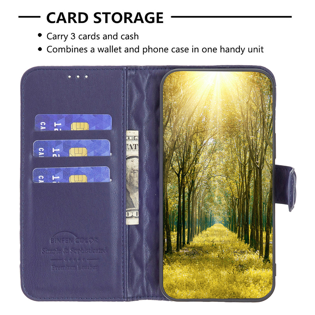 BINFEN COLOR BF Style-14 For Sony Xperia 10 VI Case Rhombus Grid Phone Cover with Magnetic Clasp