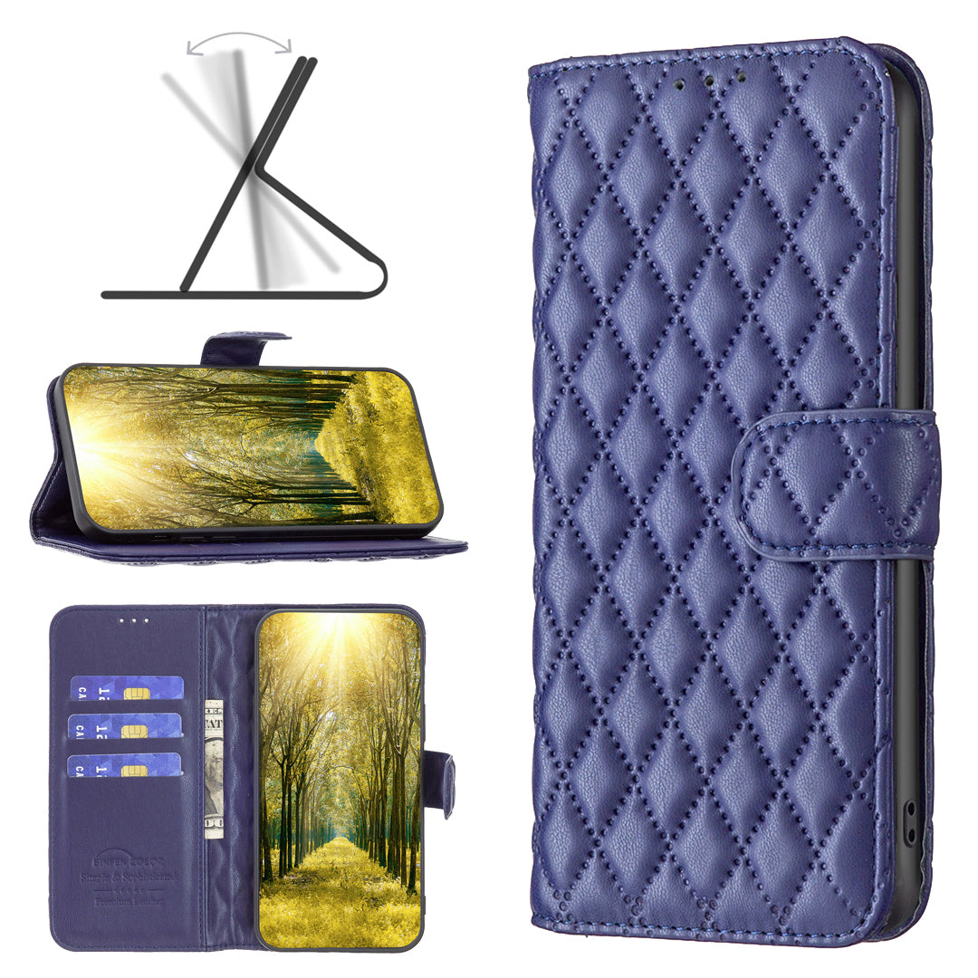 BINFEN COLOR BF Style-14 For Sony Xperia 10 VI Case Rhombus Grid Phone Cover with Magnetic Clasp