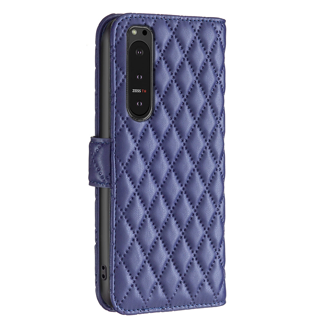 BINFEN COLOR BF Style-14 For Sony Xperia 10 VI Case Rhombus Grid Phone Cover with Magnetic Clasp