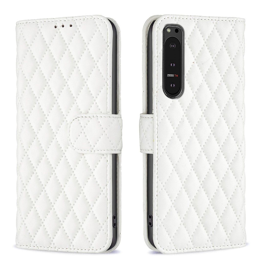 BINFEN COLOR BF Style-14 For Sony Xperia 10 VI Case Rhombus Grid Phone Cover with Magnetic Clasp