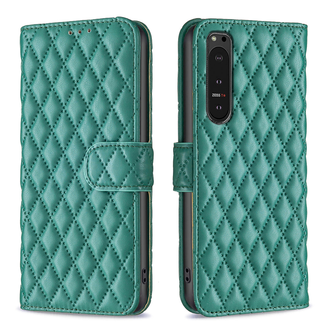BINFEN COLOR BF Style-14 For Sony Xperia 10 VI Case Rhombus Grid Phone Cover with Magnetic Clasp