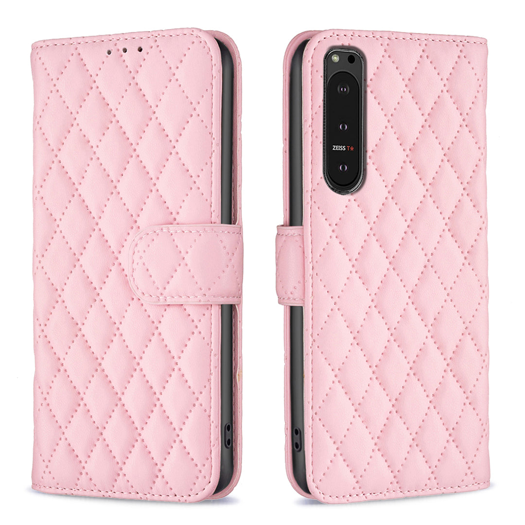 BINFEN COLOR BF Style-14 For Sony Xperia 10 VI Case Rhombus Grid Phone Cover with Magnetic Clasp