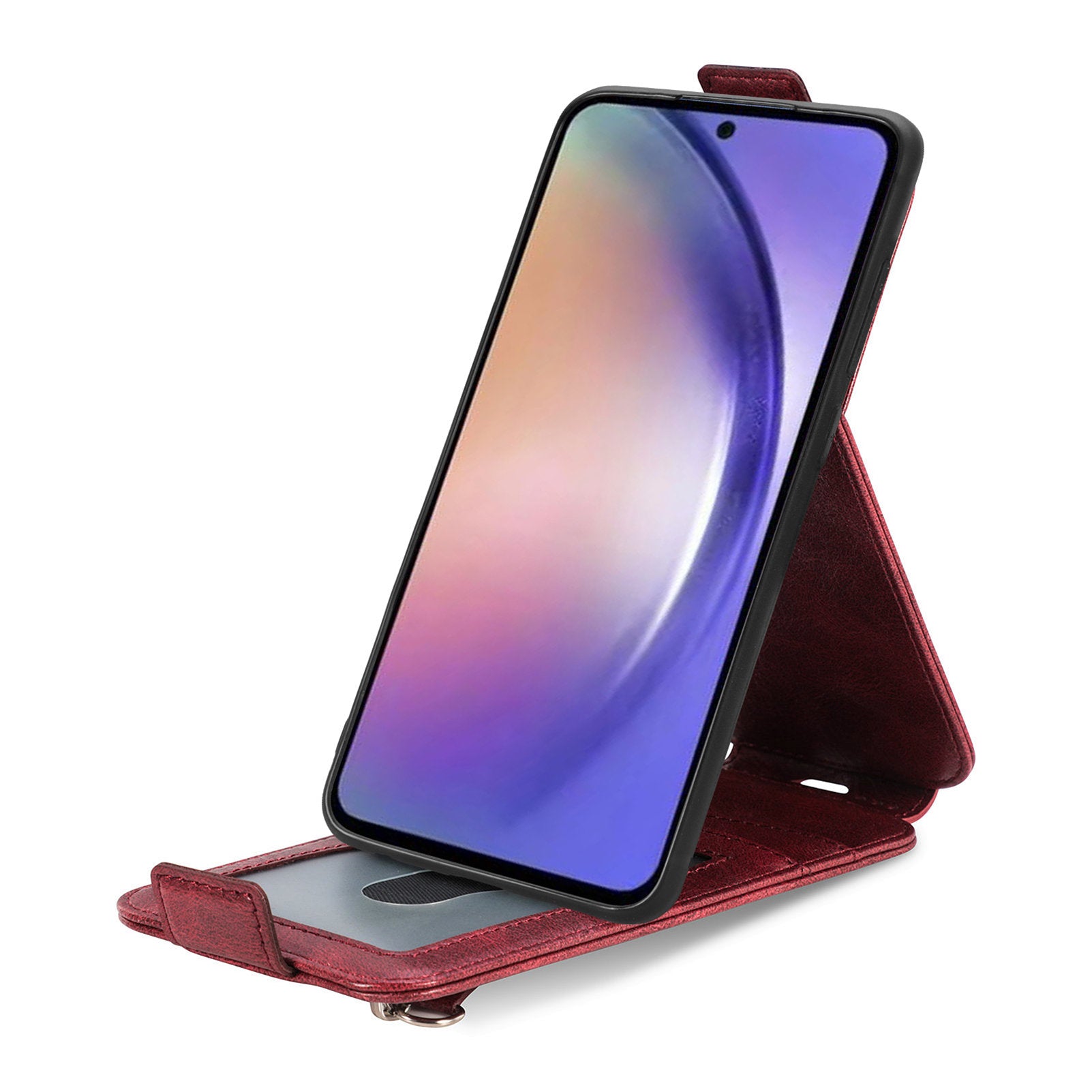 For Samsung Galaxy A55 5G Pure Color Phone Cover Vertical Flip Zipper Pocket PU Leather Phone Case