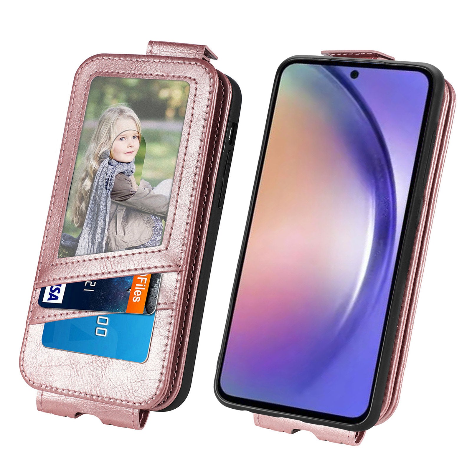 For Samsung Galaxy A55 5G Pure Color Phone Cover Vertical Flip Zipper Pocket PU Leather Phone Case