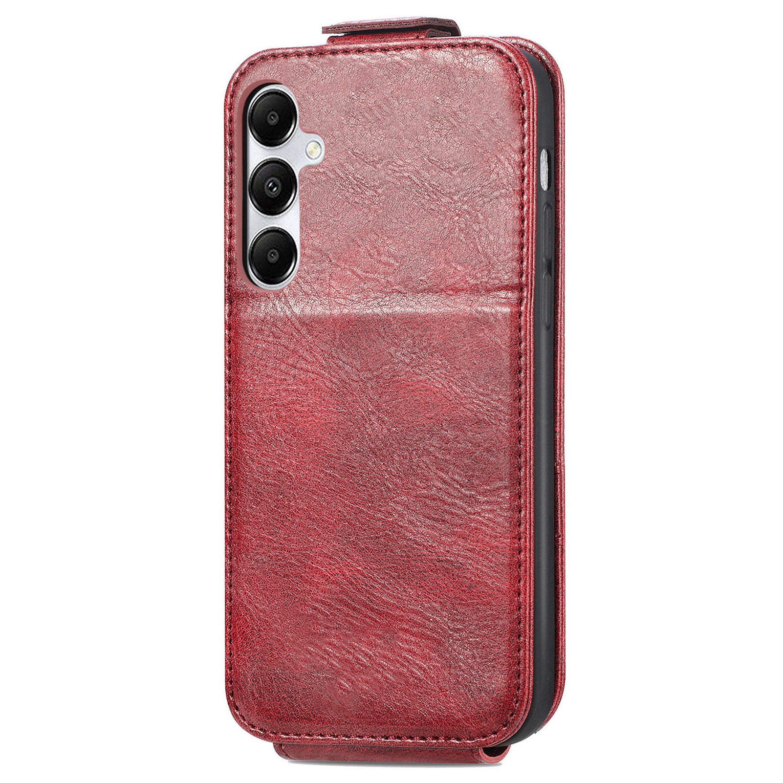 For Samsung Galaxy A55 5G Pure Color Phone Cover Vertical Flip Zipper Pocket PU Leather Phone Case