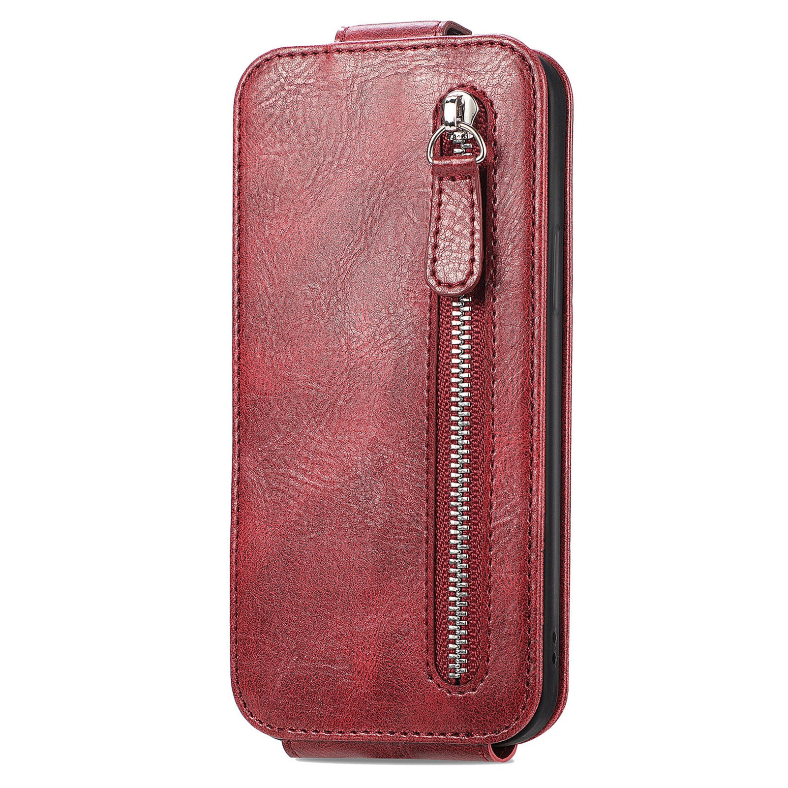For Samsung Galaxy A55 5G Pure Color Phone Cover Vertical Flip Zipper Pocket PU Leather Phone Case