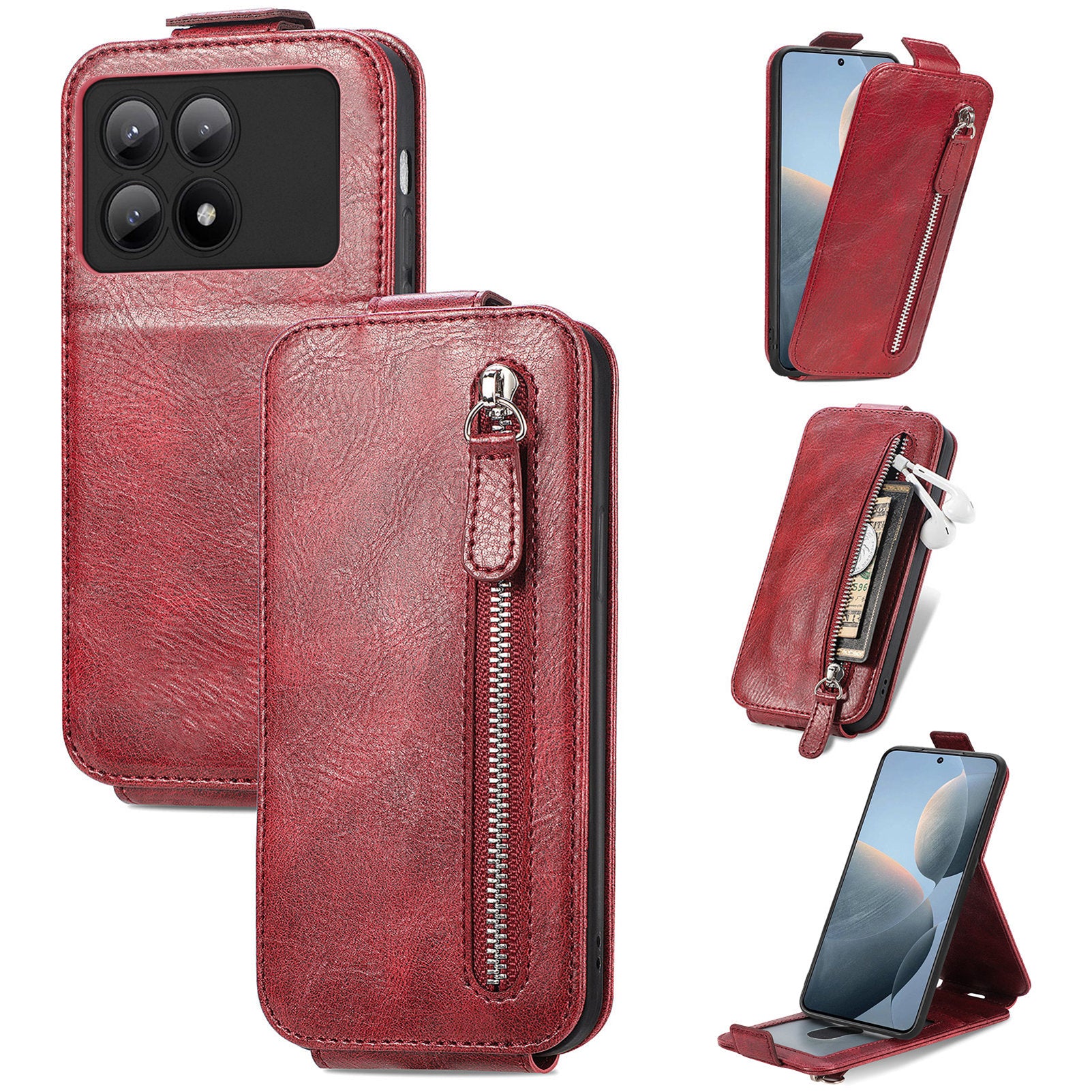 For Xiaomi Redmi K70E 5G / Poco X6 Pro 5G Case Vertical Flip Zipper TPU+PU Leather Phone Cover