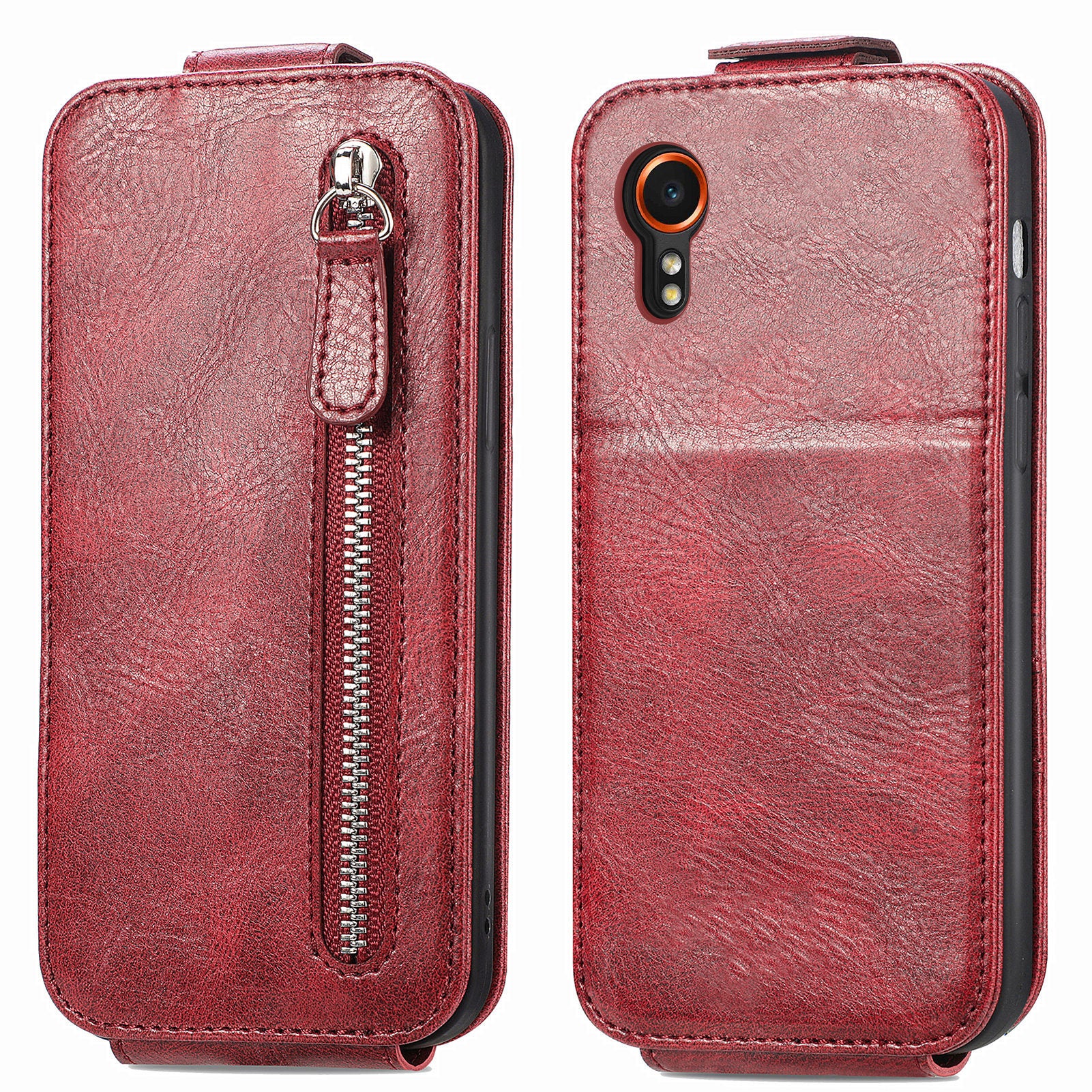 For Samsung Galaxy Xcover7 Dustproof Cell Phone Case Vertical Flip Zipper Pocket PU Leather Phone Stand Cover