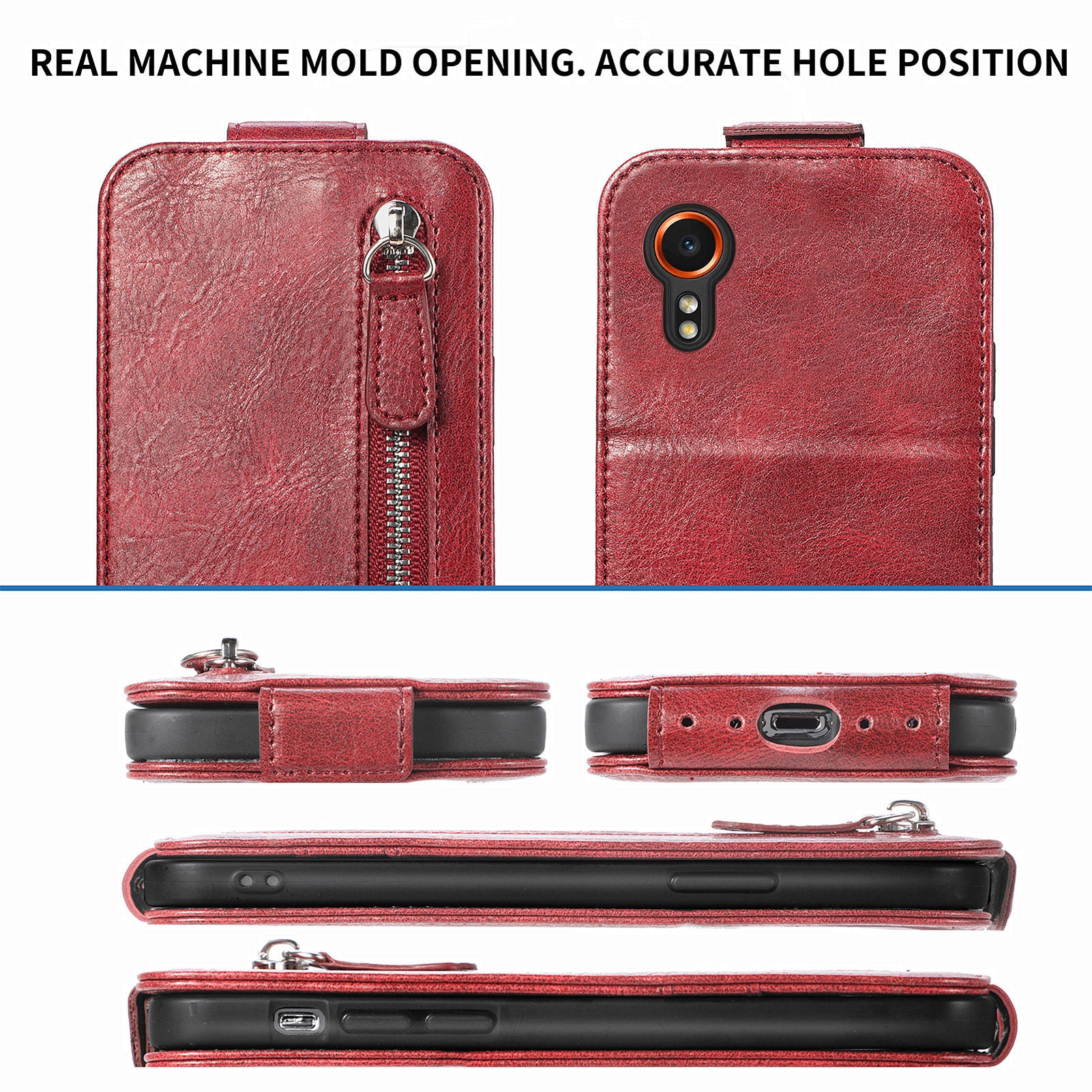 For Samsung Galaxy Xcover7 Dustproof Cell Phone Case Vertical Flip Zipper Pocket PU Leather Phone Stand Cover