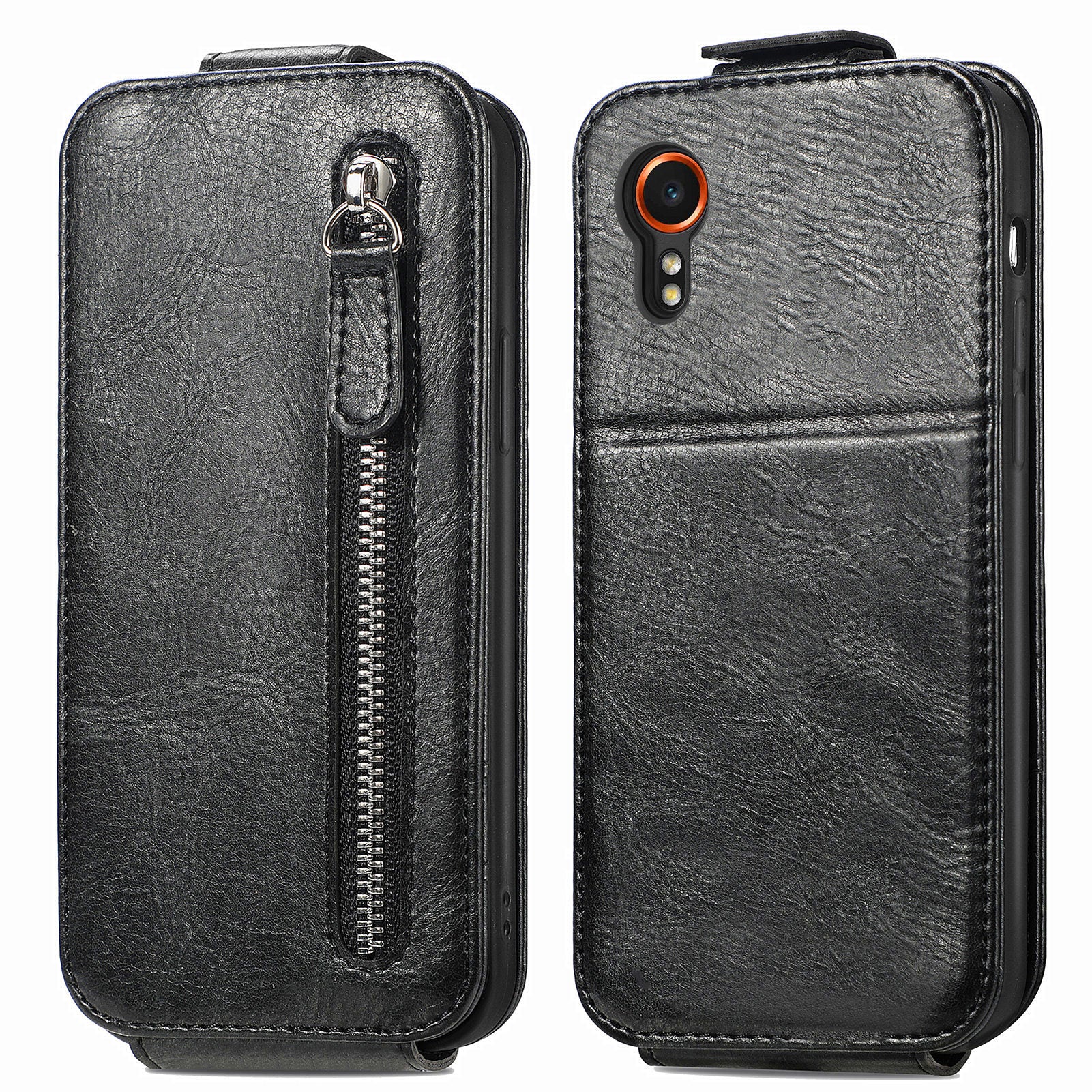 For Samsung Galaxy Xcover7 Dustproof Cell Phone Case Vertical Flip Zipper Pocket PU Leather Phone Stand Cover