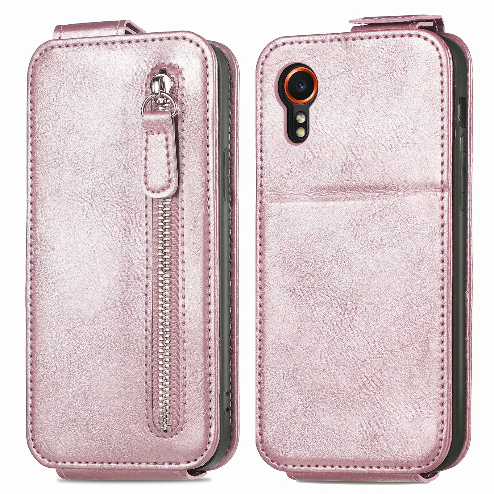For Samsung Galaxy Xcover7 Dustproof Cell Phone Case Vertical Flip Zipper Pocket PU Leather Phone Stand Cover
