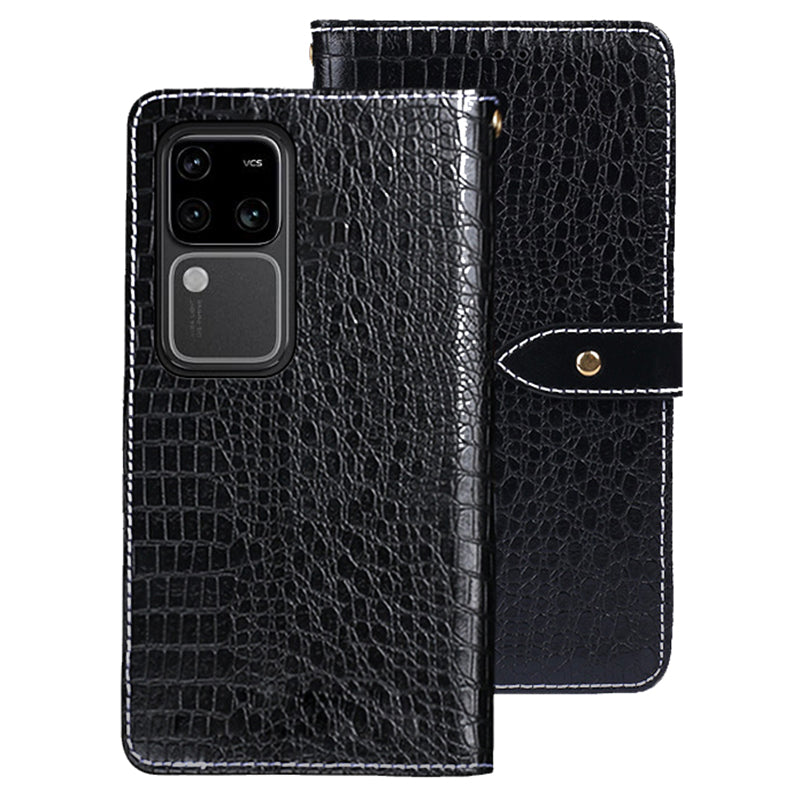 IDEWEI For vivo V30 Pro 5G Case PU Leather Crocodile Texture Flip Wallet Phone Cover