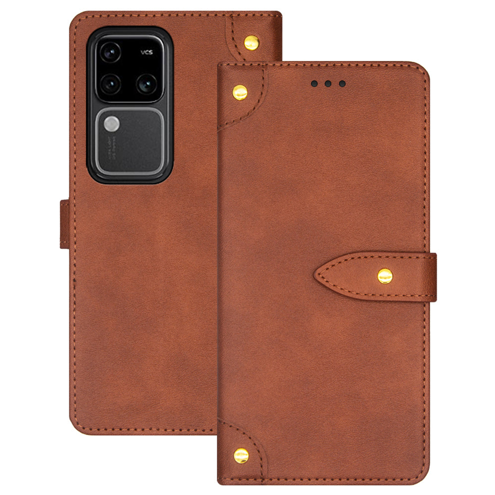 IDEWEI For vivo V30 Pro 5G Case Anti-Scratch PU Leather Card Slots Cell Phone Cover