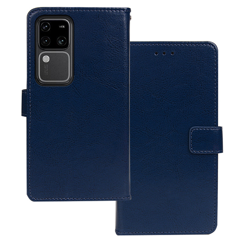 IDEWEI For vivo V30 Pro 5G Case Leather Crazy Horse Texture Phone Cover with Photo Card Slots
