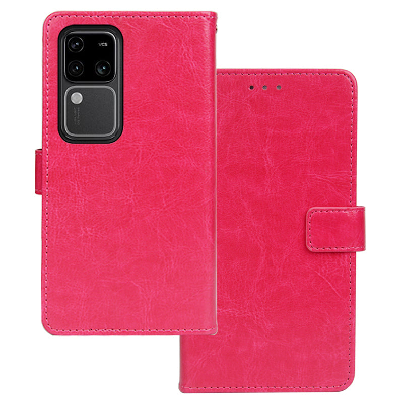 IDEWEI For vivo V30 Pro 5G Case Leather Crazy Horse Texture Phone Cover with Photo Card Slots