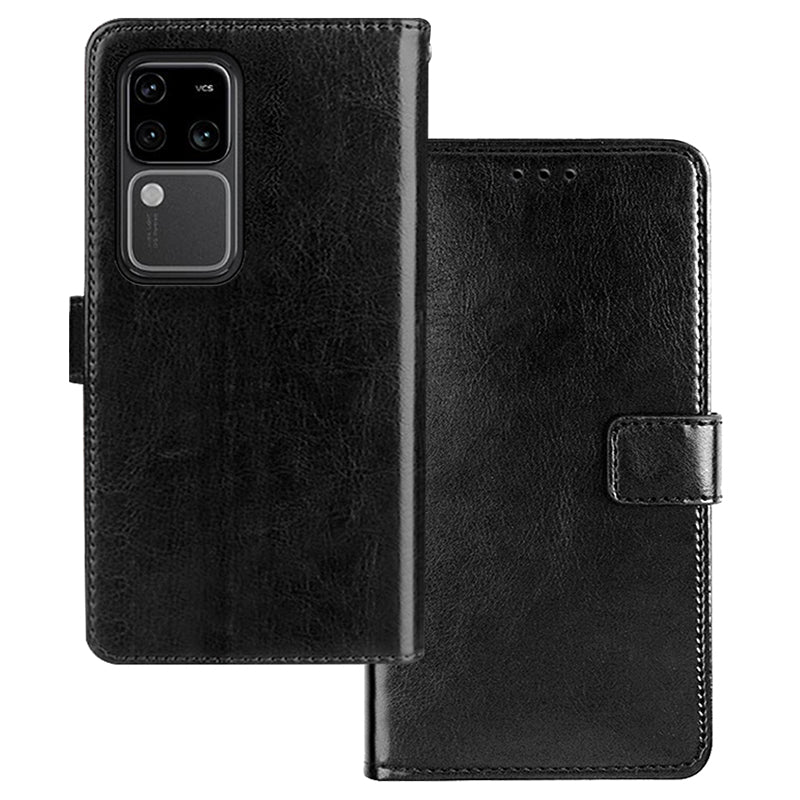 IDEWEI For vivo V30 Pro 5G Case Leather Crazy Horse Texture Phone Cover with Photo Card Slots