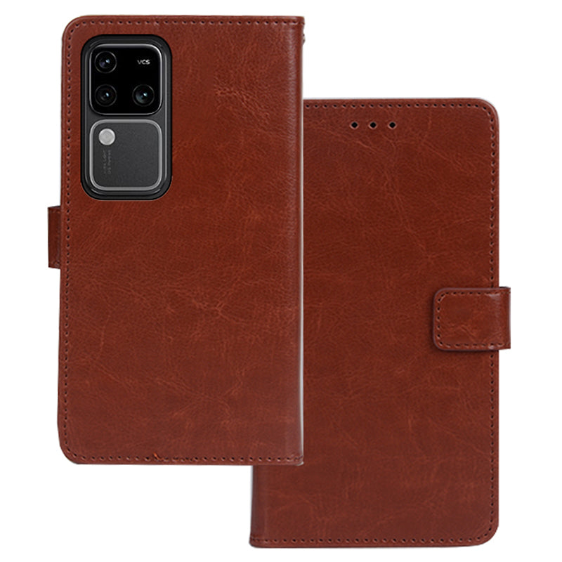 IDEWEI For vivo V30 Pro 5G Case Leather Crazy Horse Texture Phone Cover with Photo Card Slots