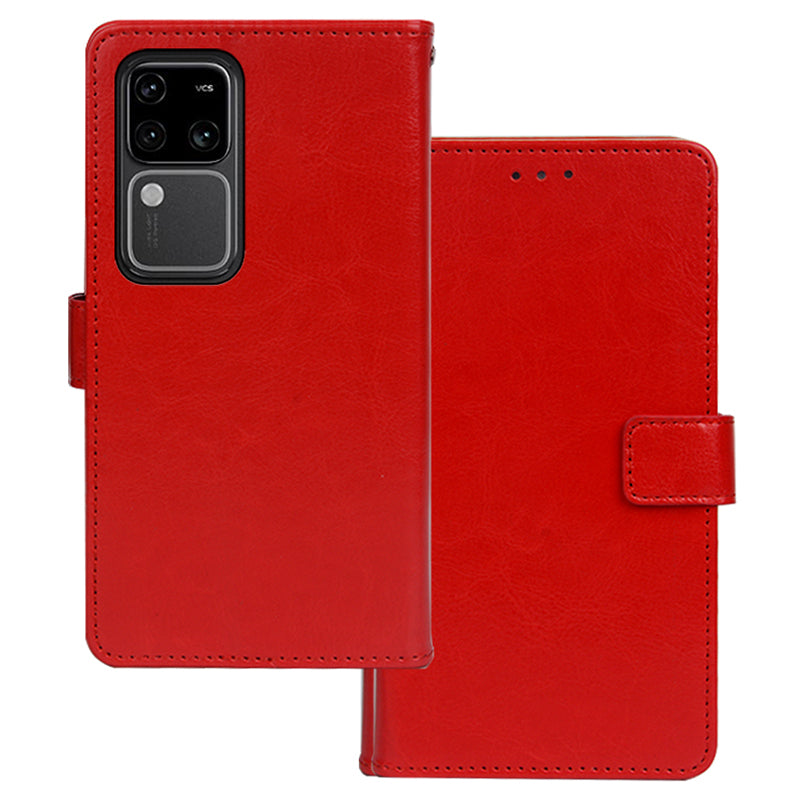 IDEWEI For vivo V30 Pro 5G Case Leather Crazy Horse Texture Phone Cover with Photo Card Slots