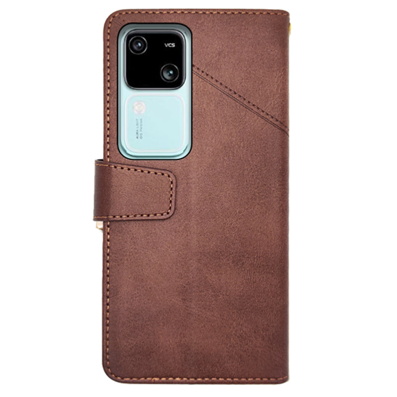 IDEWEI For vivo V30 5G PU Leather Case Card Slots Wallet Calf Texture Phone Cover