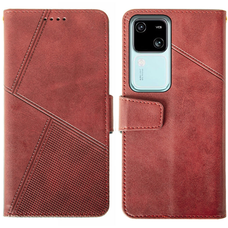 IDEWEI For vivo V30 5G PU Leather Case Card Slots Wallet Calf Texture Phone Cover