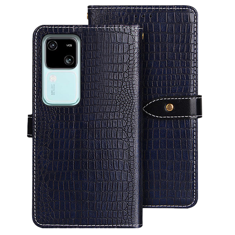 IDEWEI For vivo V30 5G Case PU Leather Anti Drop Crocodile Texture Flip Wallet Phone Cover