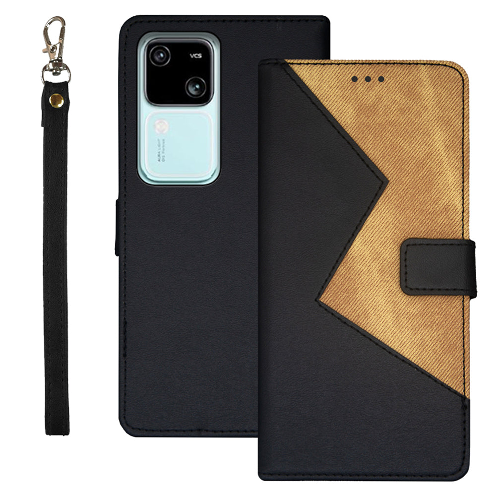 IDEWEI For vivo V30 5G Leather Case with 3 Card Slots Stand Phone Cover