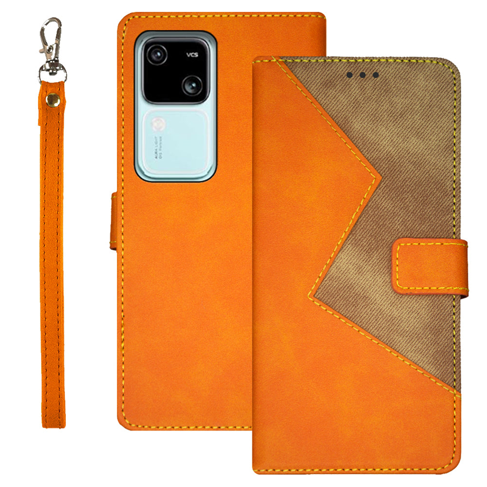 IDEWEI For vivo V30 5G Leather Case with 3 Card Slots Stand Phone Cover
