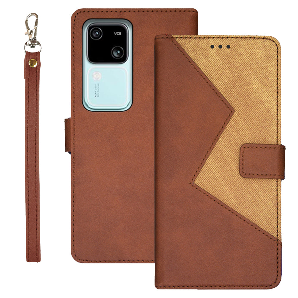 IDEWEI For vivo V30 5G Leather Case with 3 Card Slots Stand Phone Cover