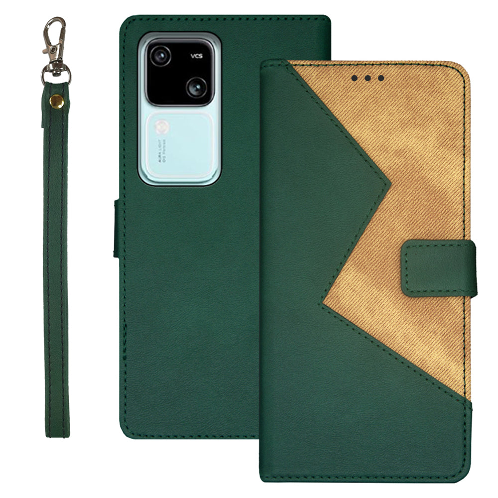 IDEWEI For vivo V30 5G Leather Case with 3 Card Slots Stand Phone Cover