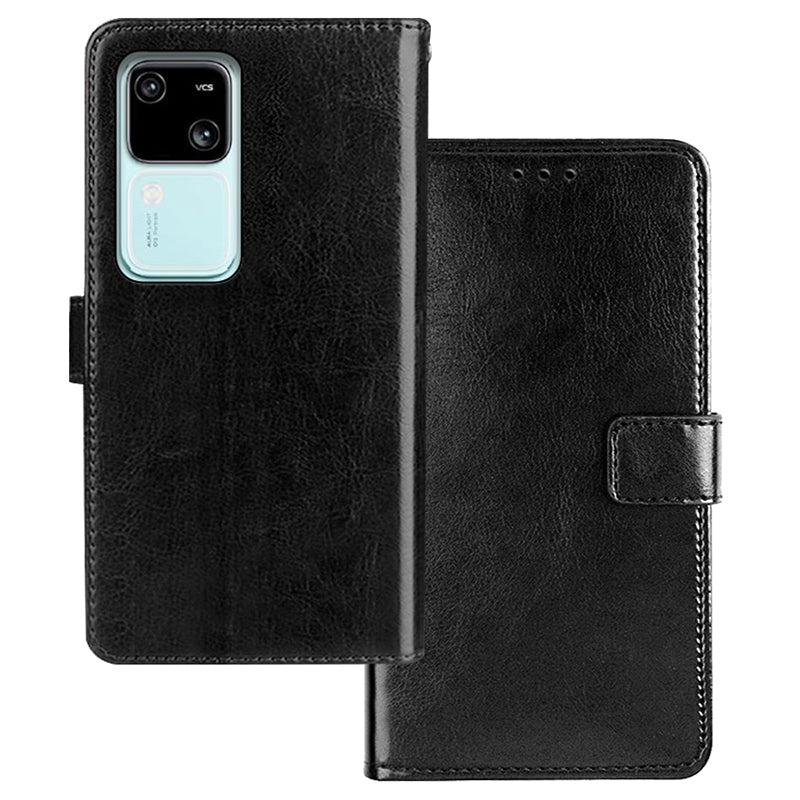 IDEWEI For vivo V30 5G Leather Case Photo Card Slots  Crazy Horse Texture Phone Cover