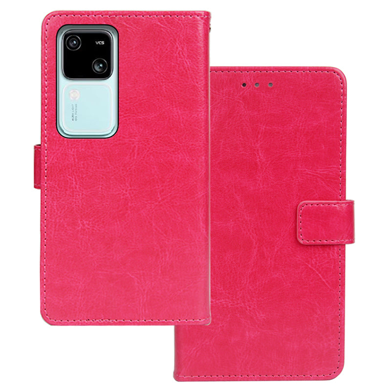 IDEWEI For vivo V30 5G Leather Case Photo Card Slots  Crazy Horse Texture Phone Cover