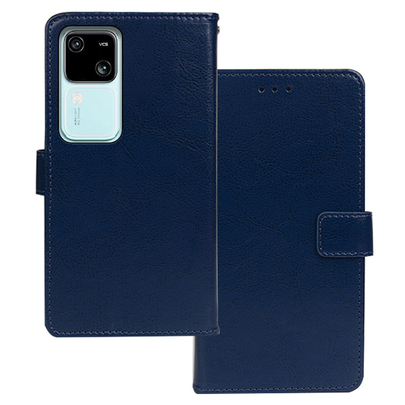 IDEWEI For vivo V30 5G Leather Case Photo Card Slots  Crazy Horse Texture Phone Cover