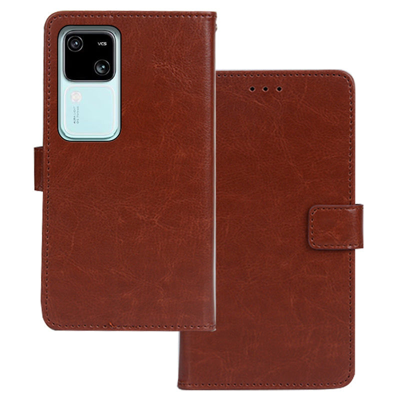 IDEWEI For vivo V30 5G Leather Case Photo Card Slots  Crazy Horse Texture Phone Cover