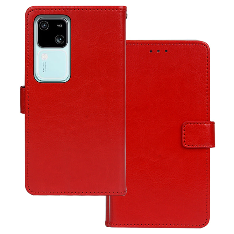IDEWEI For vivo V30 5G Leather Case Photo Card Slots  Crazy Horse Texture Phone Cover