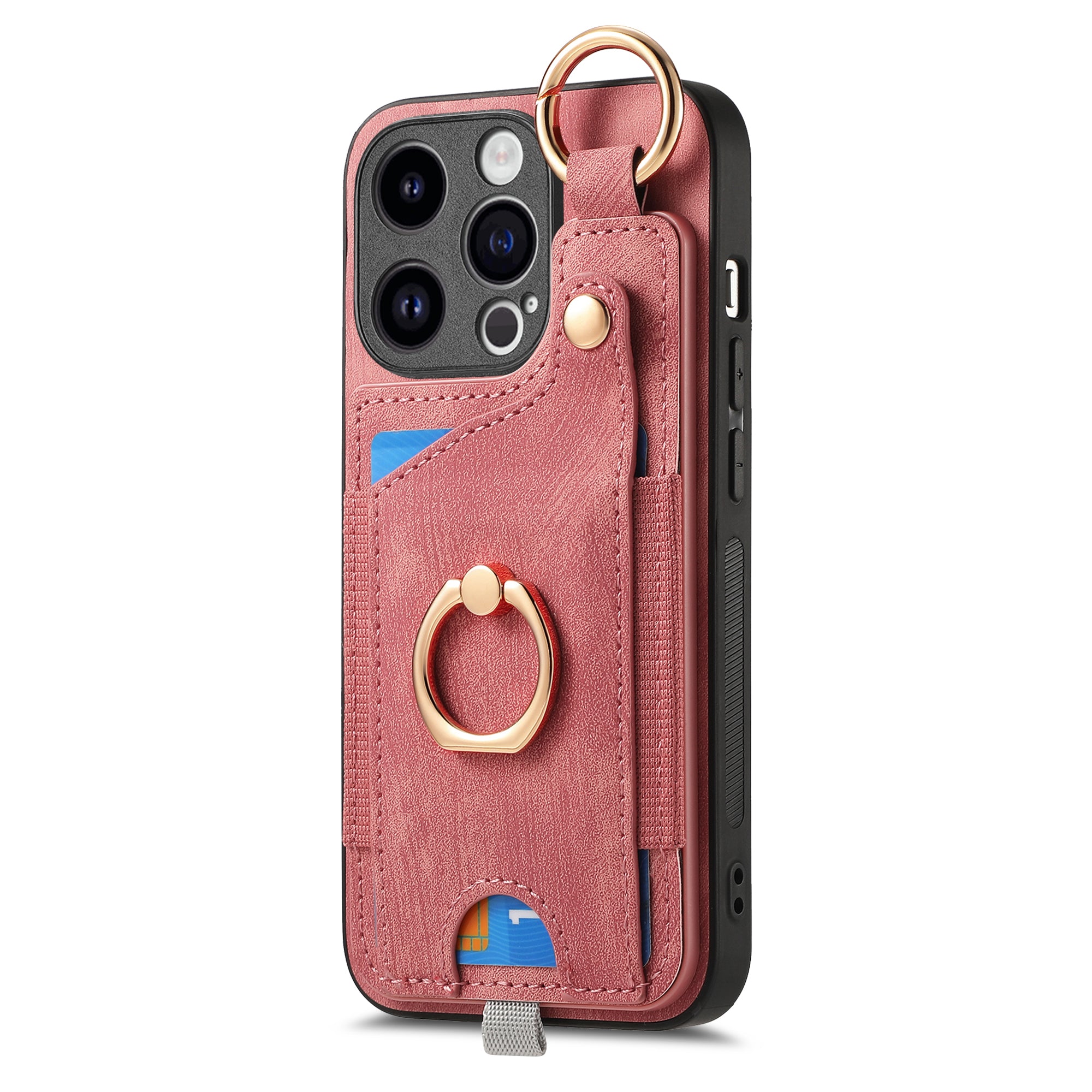 For iPhone 13 Pro Case Leather Card Holder Kickstand Phone Cover