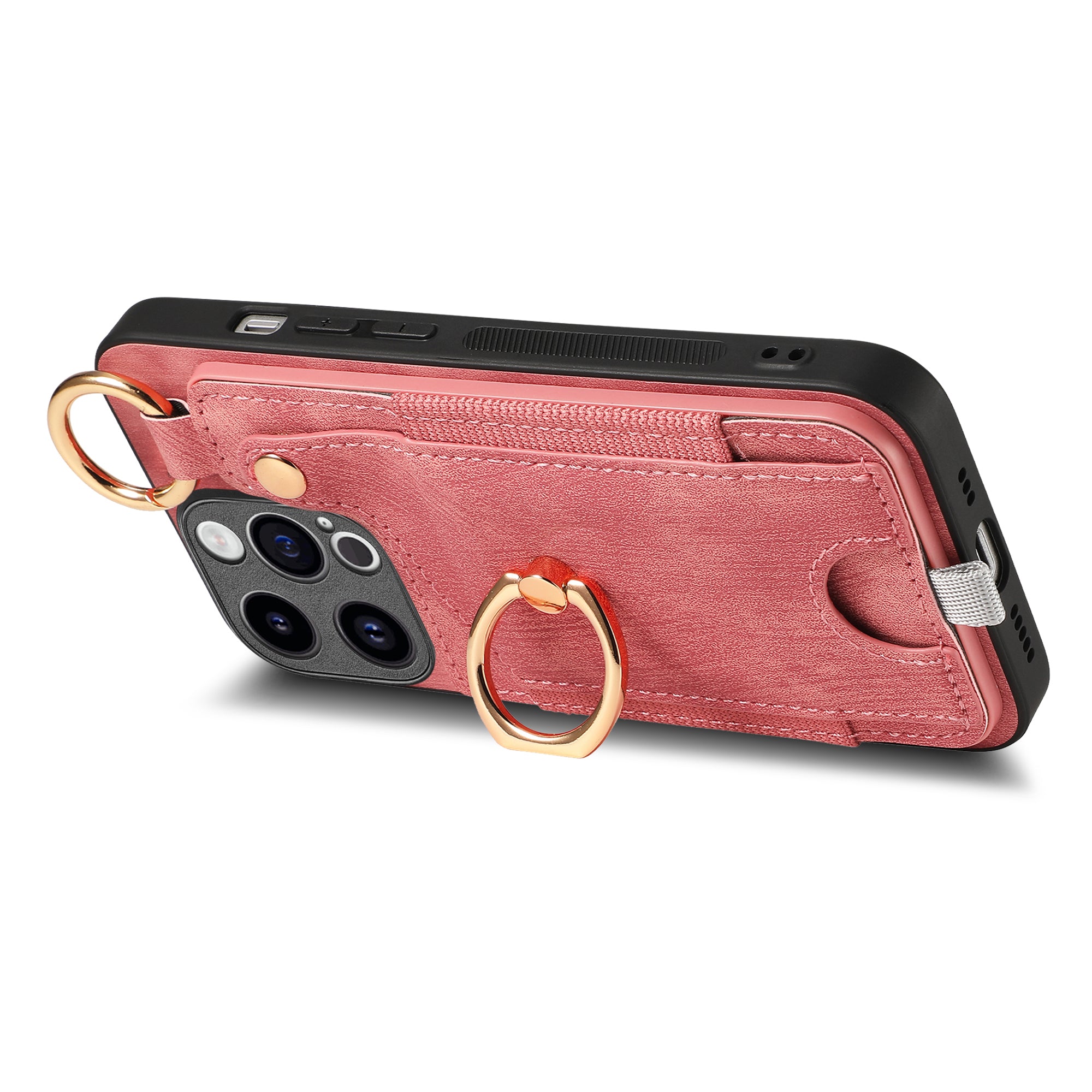 For iPhone 13 Pro Case Leather Card Holder Kickstand Phone Cover