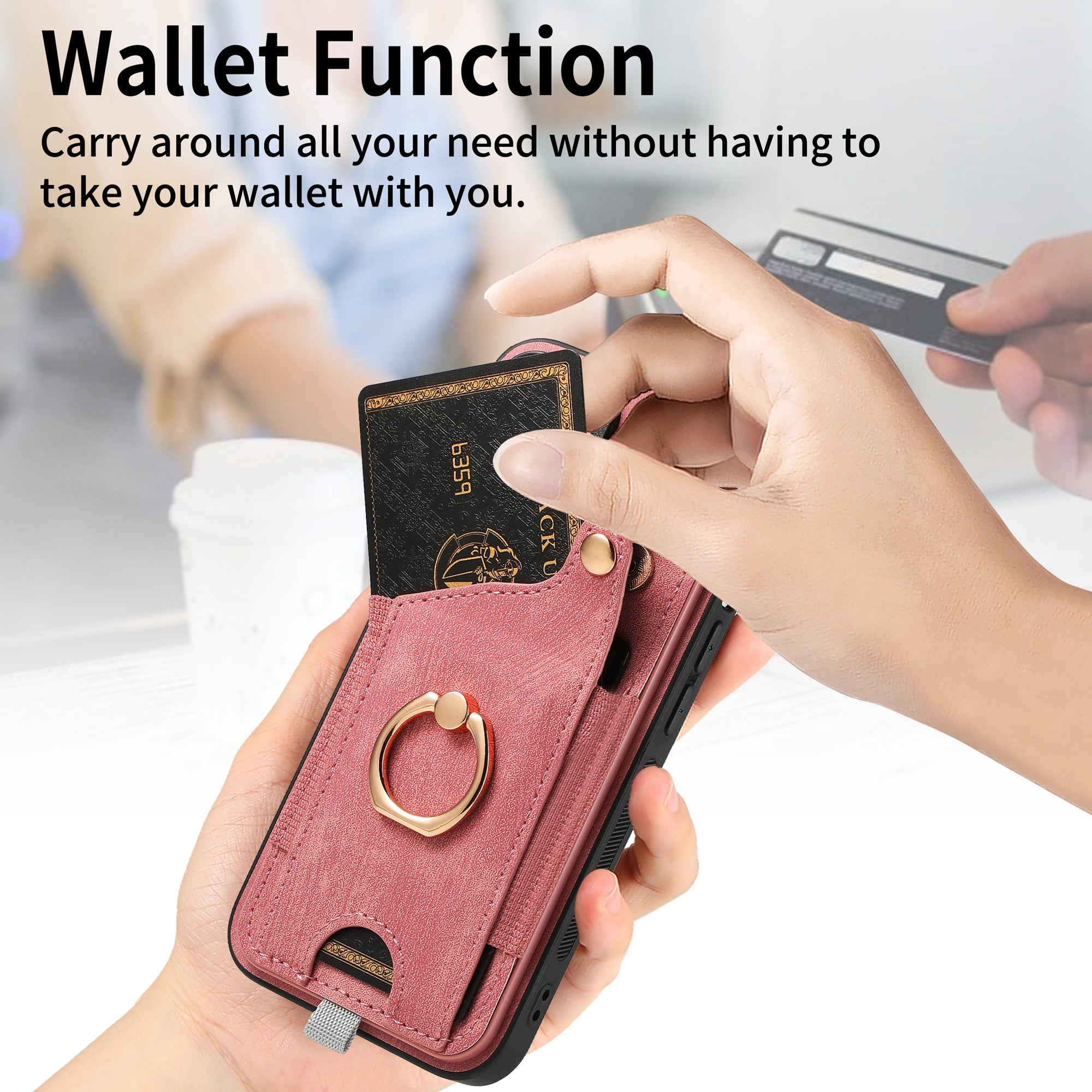For iPhone 13 Pro Case Leather Card Holder Kickstand Phone Cover