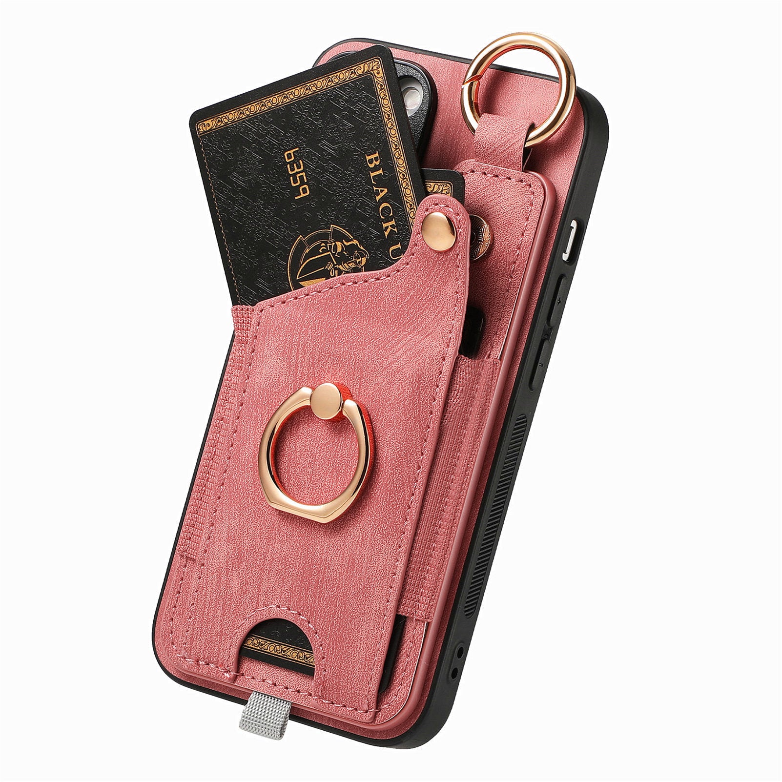 For iPhone 13 Supporting Kickstand Phone Case TPU+PU Leather Card Holder Phone Shell