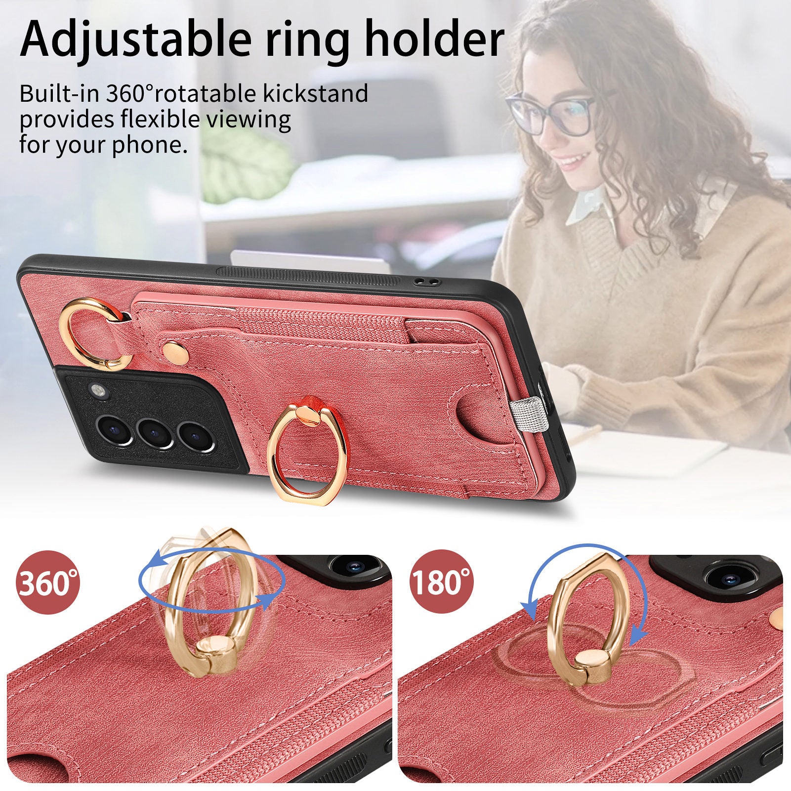 For Samsung Galaxy S21+ 5G Case Card Holder Leather + TPU Kickstand Phone Cover