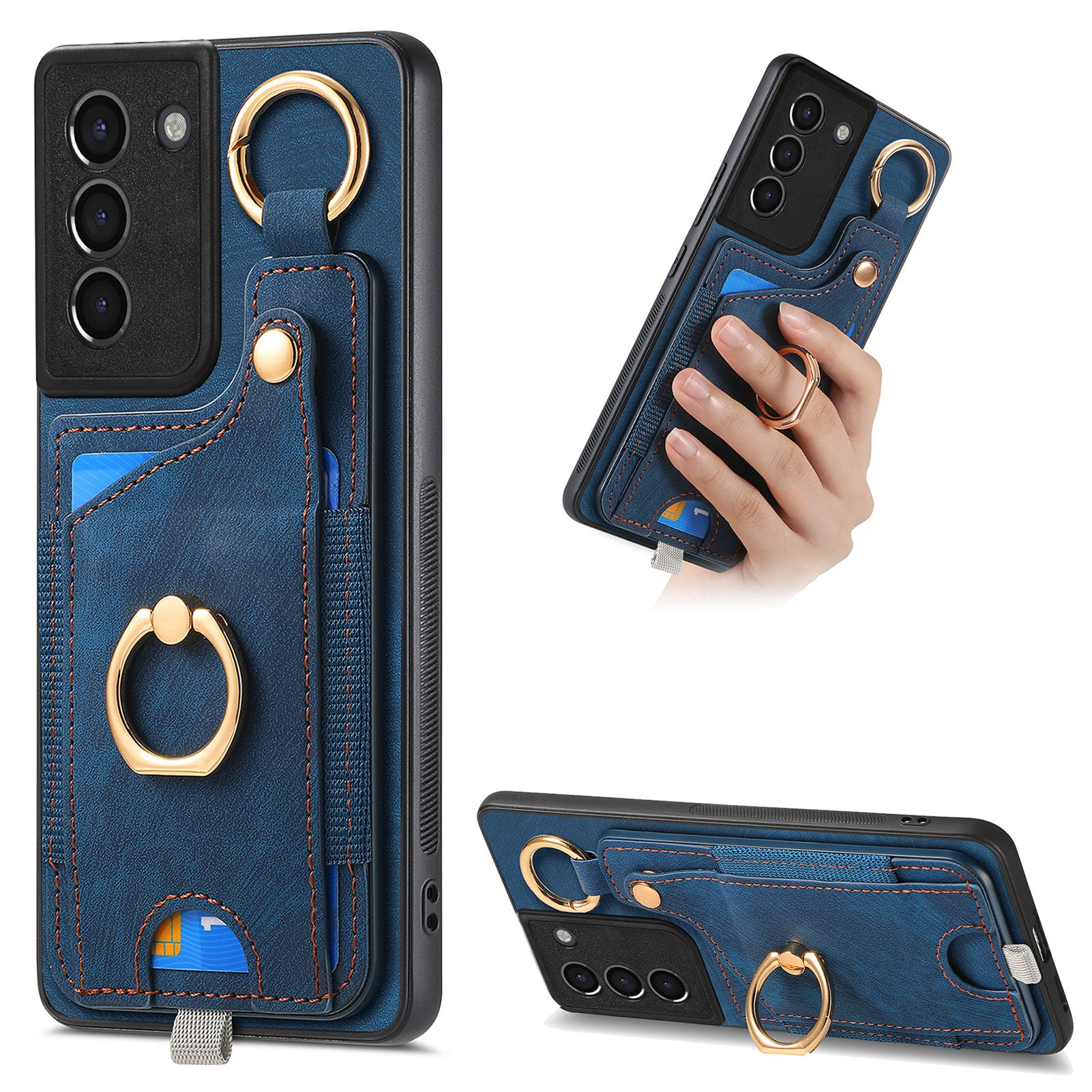 For Samsung Galaxy S21+ 5G Case Card Holder Leather + TPU Kickstand Phone Cover