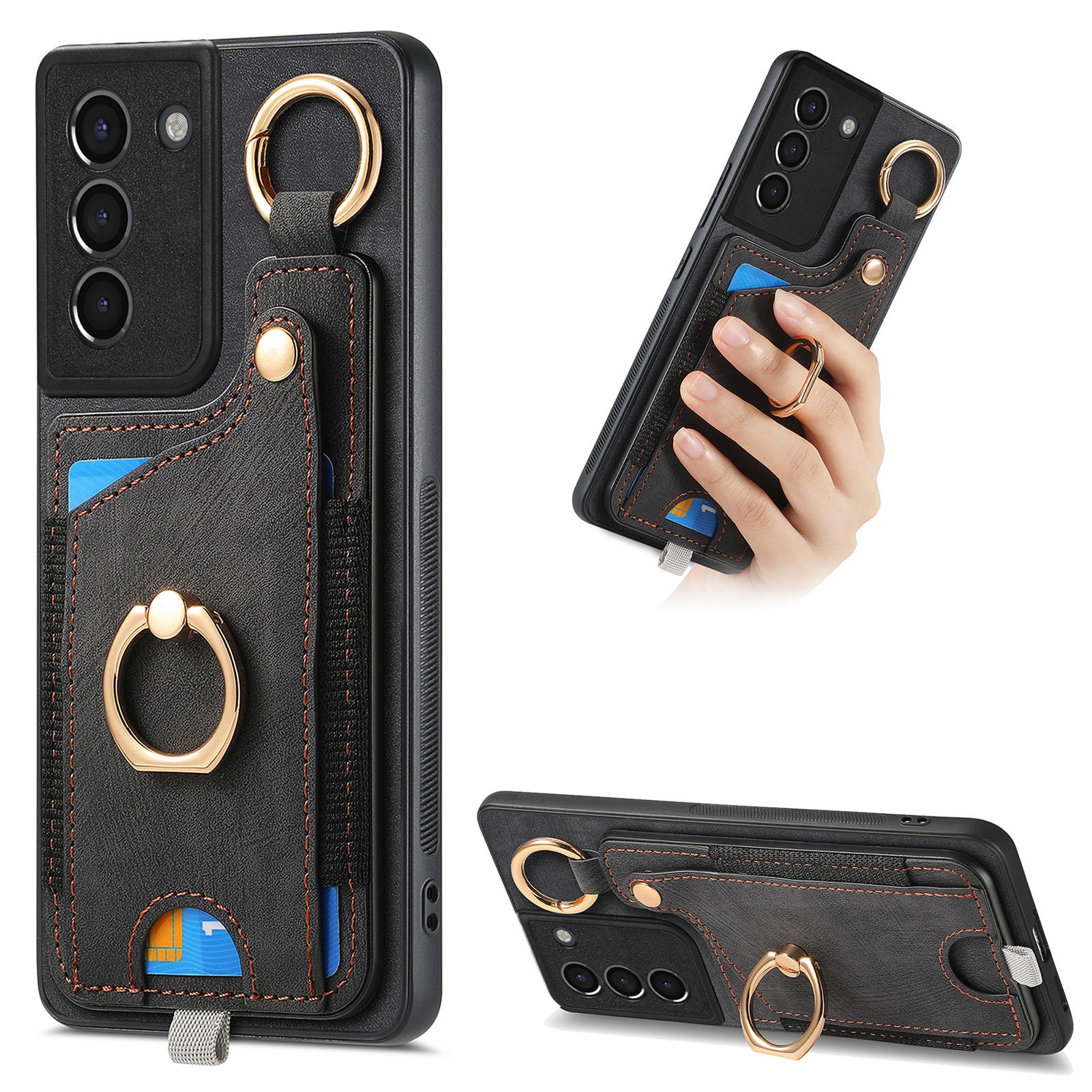 For Samsung Galaxy S21+ 5G Case Card Holder Leather + TPU Kickstand Phone Cover