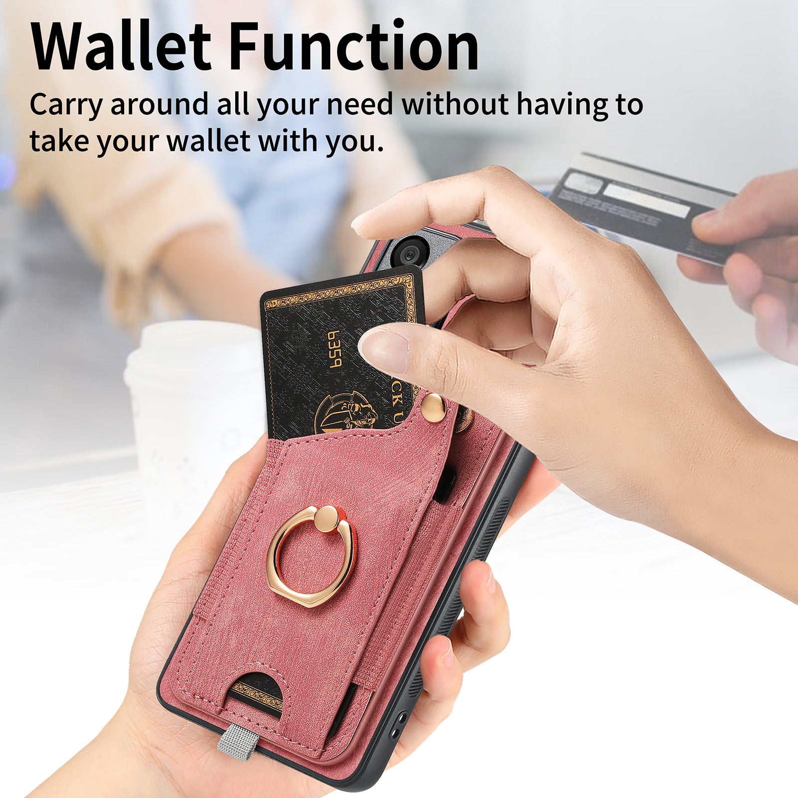 For Samsung Galaxy A34 5G Kickstand Case Card Holder PU + TPU Phone Cover