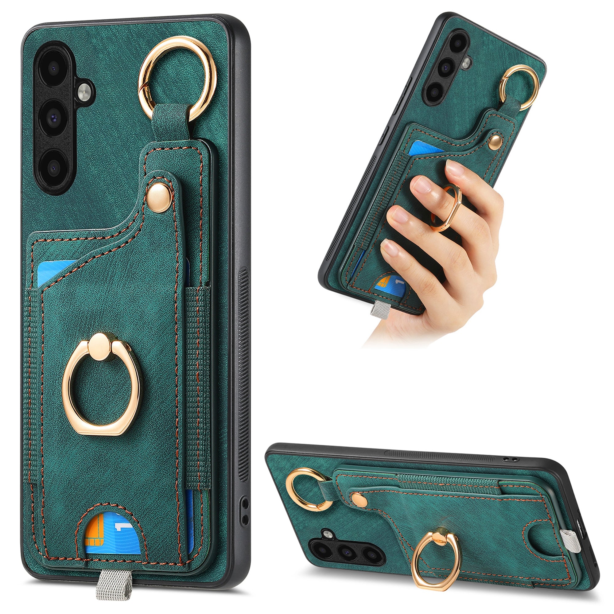 For Samsung Galaxy A34 5G Kickstand Case Card Holder PU + TPU Phone Cover