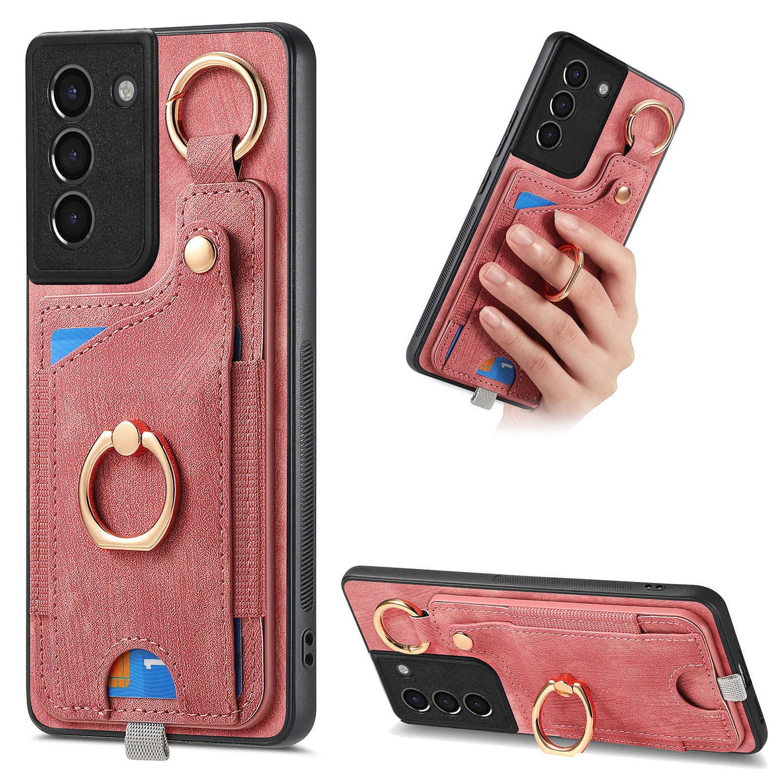 For Samsung Galaxy S21 5G / S21 4G Shockproof Case Card Slot TPU Phone Case with Kickstand